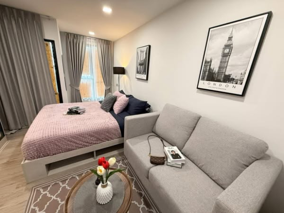 living room and bedroom of KAVE Seed Kaset | เคฟ ซี้ด เกษตร