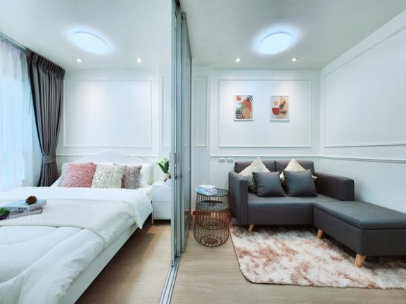living room and bedroom of Lumpini Ville On Nut - Phatthanakan