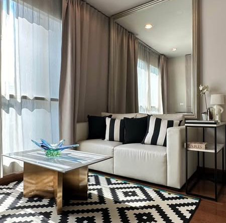 living room and bedroom of The Address Chidlom