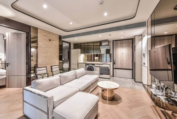 living room and kitchen of The Reserve Sukhumvit 61