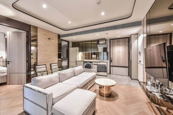 living room and kitchen of The Reserve Sukhumvit 61