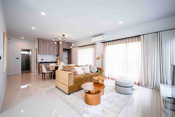 living room and bedroom of Burasiri Krungthep Kreetha