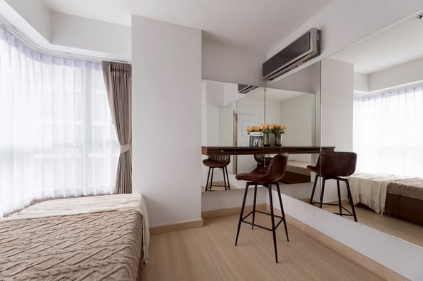 living room and bedroom of The Parkland Srinagarindra